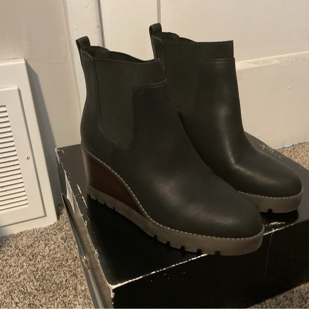Crown Vintage Black Wedge Boots